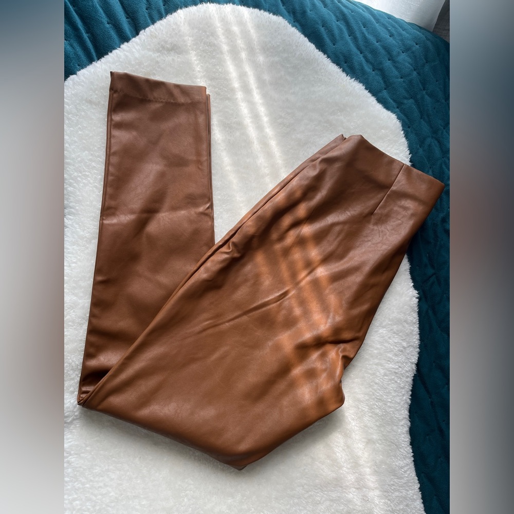 Calvin Klein Faux leather pants brown NWT